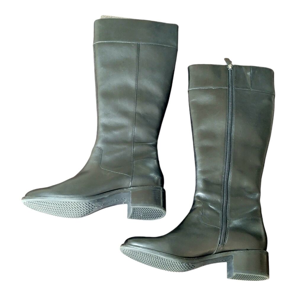 Cole Haan Cora Women’s Black Leather Full Zip Tall Riding Boots Size 9.5B